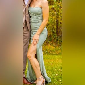 Light green strapless formal dress, extra small, slit in leg